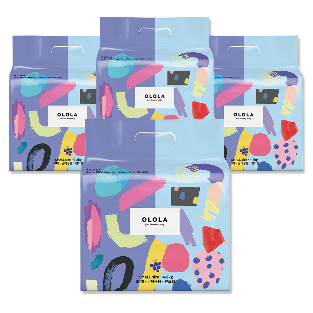 [오로라] 스킨핏 밴드기저귀 소형 (4-8kg) 30매x4팩