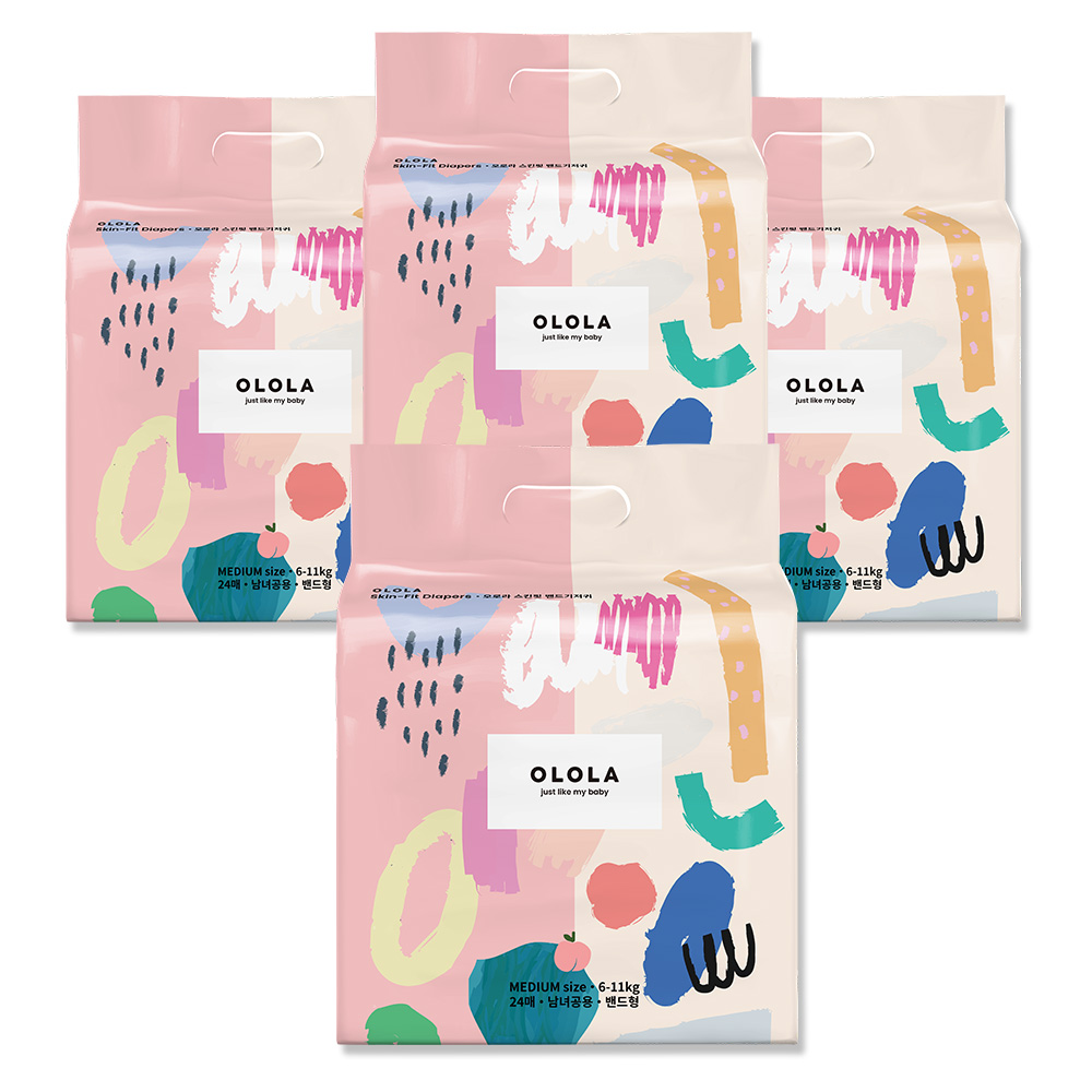 [오로라] 스킨핏 밴드기저귀 중형 (6-11kg) 24매x4팩