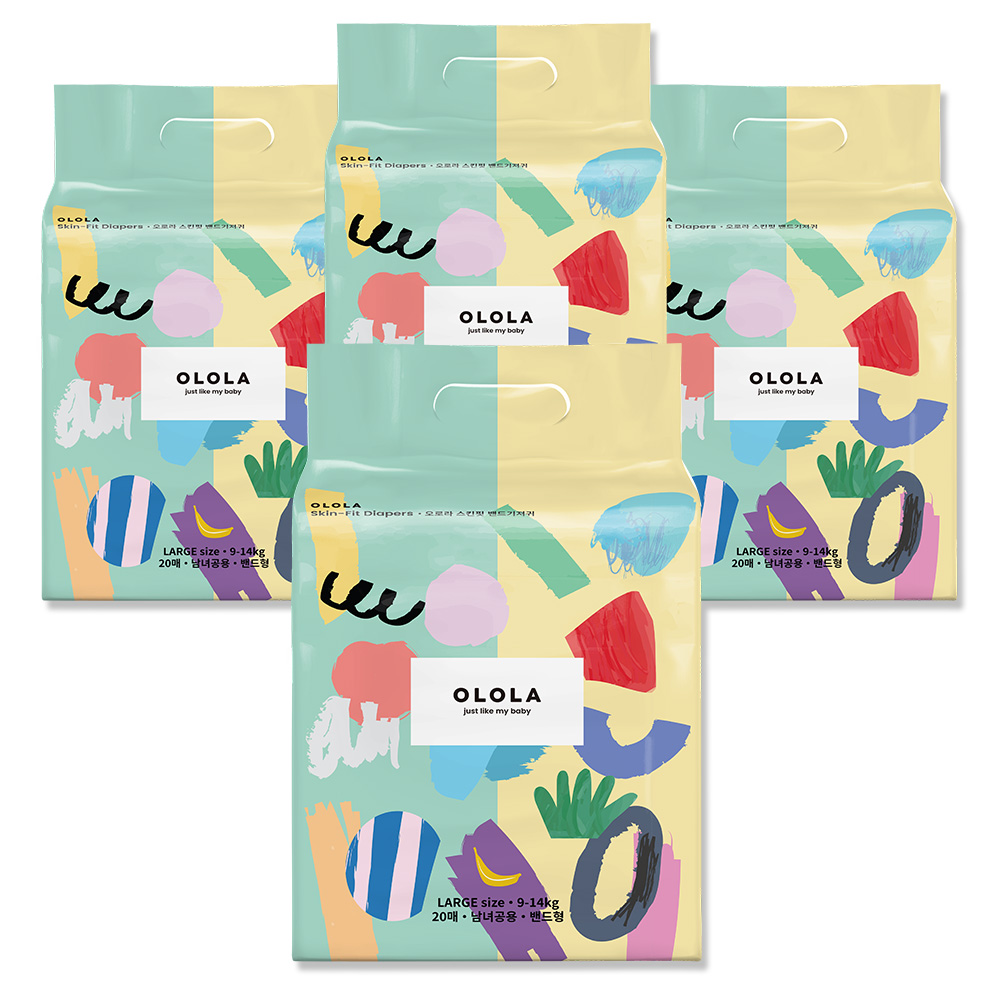 [오로라] 스킨핏 밴드기저귀 대형 (9-14kg) 20매x4팩