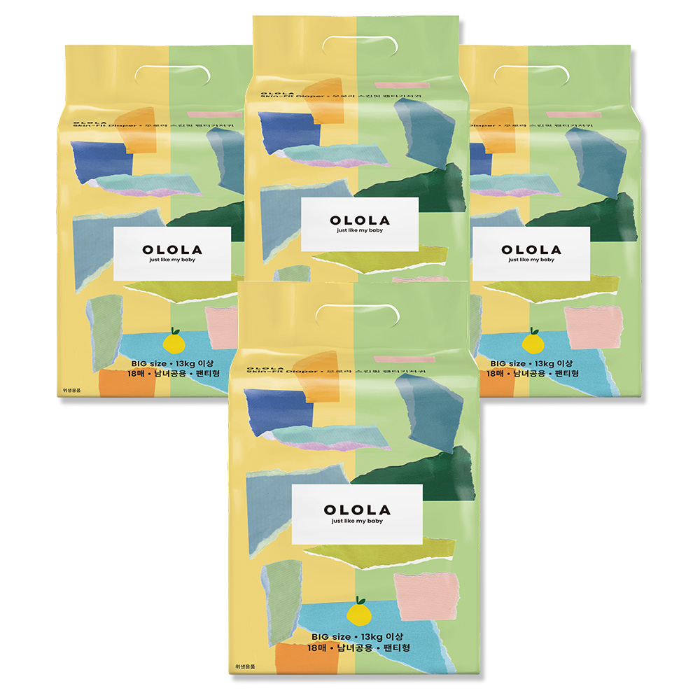 [오로라] 스킨핏 팬티기저귀 점보 (13kg이상) 18매x4팩