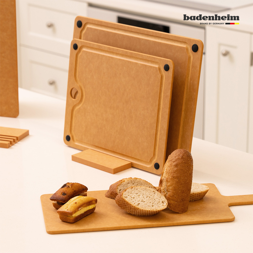 [바덴하임] 아르보 원목 압축도마 5종세트(도마3종+거치대+스파츌러사은품)